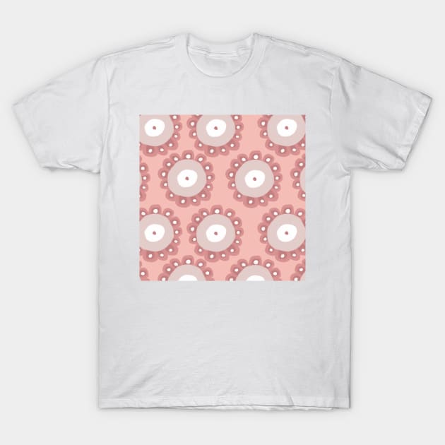 Boho Natural Collection Boho Aesthetic Flower Pattern in Pastel Pinks Clay T-Shirt by YourGoods